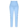 thumbnail image 1 of Pantalones de vestir Prolriy para mujer, tallas grandes, cintura alta, elásticos, para trabajo, informales, rectos, de negocios, con bolsillo, color azul, talla S, 1 of 4