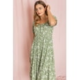 thumbnail image 3 of Sage Ditsy Floral Square Neck Ruffle Hem Midi Dress, 3 of 7