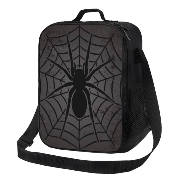 Kuqiui Black Spider On Web 1 Print Lunch Box for Women Men,Insulated Lunch Bag Women with Adjustable Shoulder Strap,Lunch Tote Bag for Work,Picnic,Camping