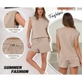 thumbnail image 4 of SHIBEVER 2 Piece Sets for Women Summer Casual Sleeveless Top and Shorts Set Women Lounge Set Outfits Women Tops 2pcs Set Khahi XXL, 4 of 9