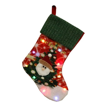 

One opening Christmas Gift Bag Santa Claus/ Snowman/ Elk Sock Shaped Hop-Pocket with LED Lamp Festival Pendant