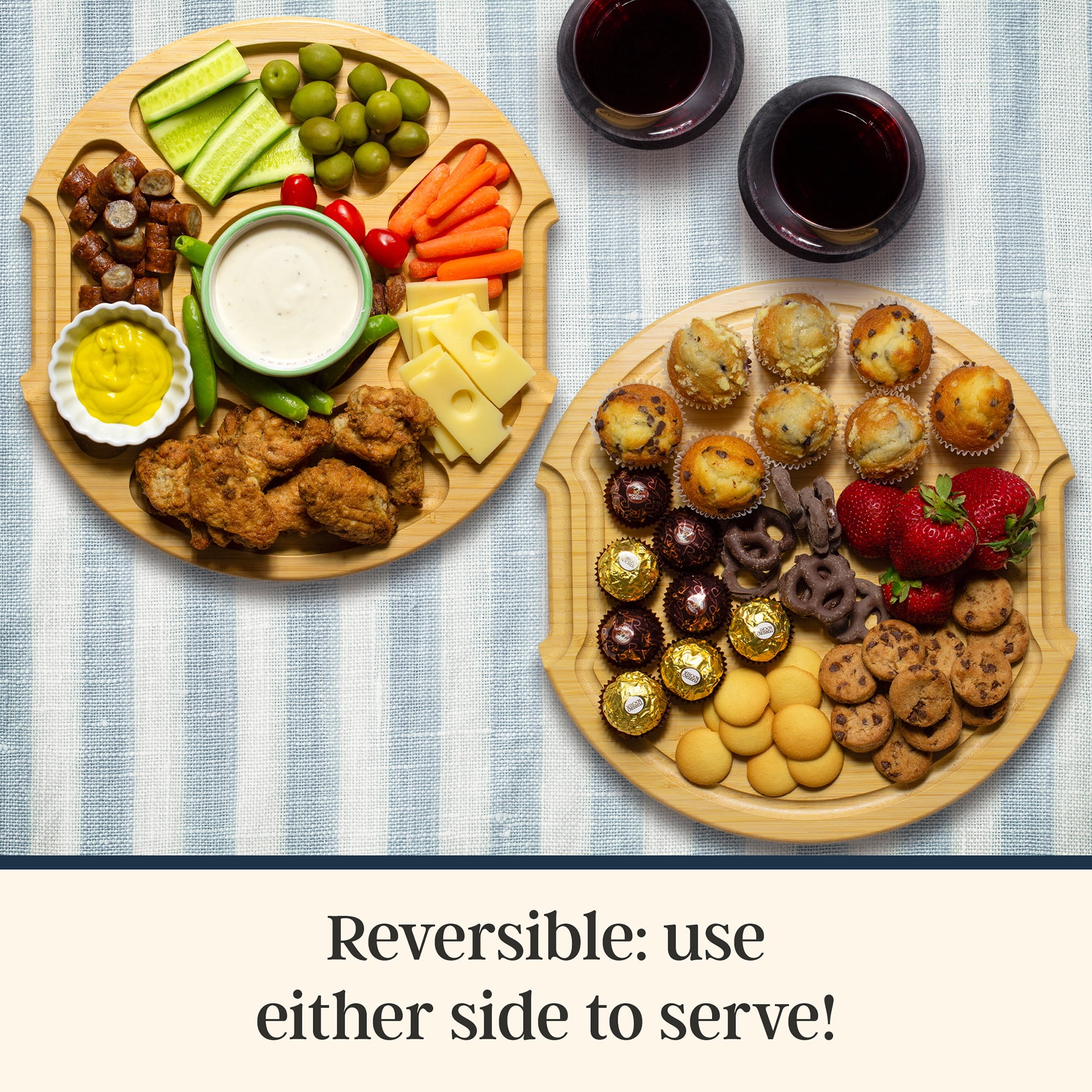Totally Bamboo Flip, Serve & Store Charcuterie Board with Lid – Reversible Cutting Board & Serving Tray with Compartments, Juice Groove Side, Locking Travel Cover, 12.75 x 12.2  Inches