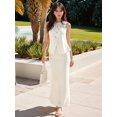 thumbnail image 4 of Women's 2 Piece Sets Summer Maxi Skirts Vest Suit Waistcoat Casual Vacation Outfits Milky White S, 4 of 8