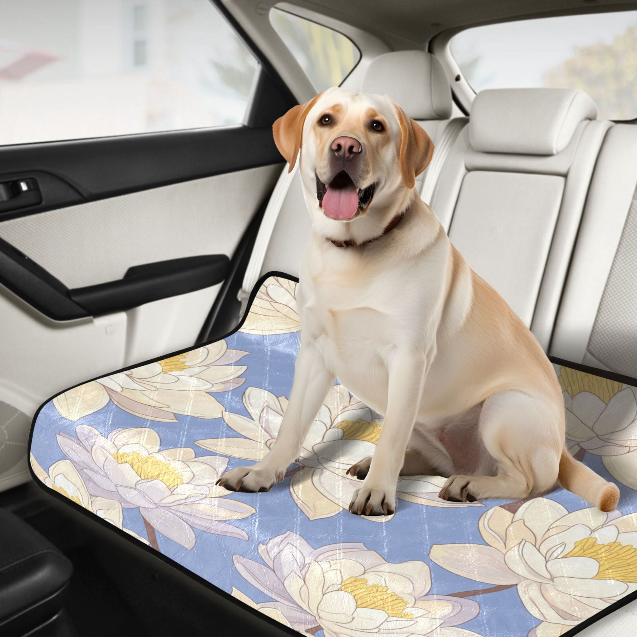 Qxltty A Seamless Pattern Of Water Lilies Cat litter Pads Pet Set of 3 Diaper Mats Center Anti-leakage Layer Absorbent Soft and Comfortable
