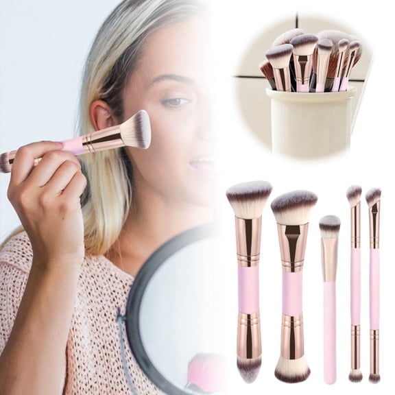 Foundation Brush Set For Beauty Tools For All Skin Types Soft Smooth Blending, Double-Ended Makeup Brushes Set,Foundation and Contour Brush for Liquid, Cream and Powder Face Brush (5pcs)