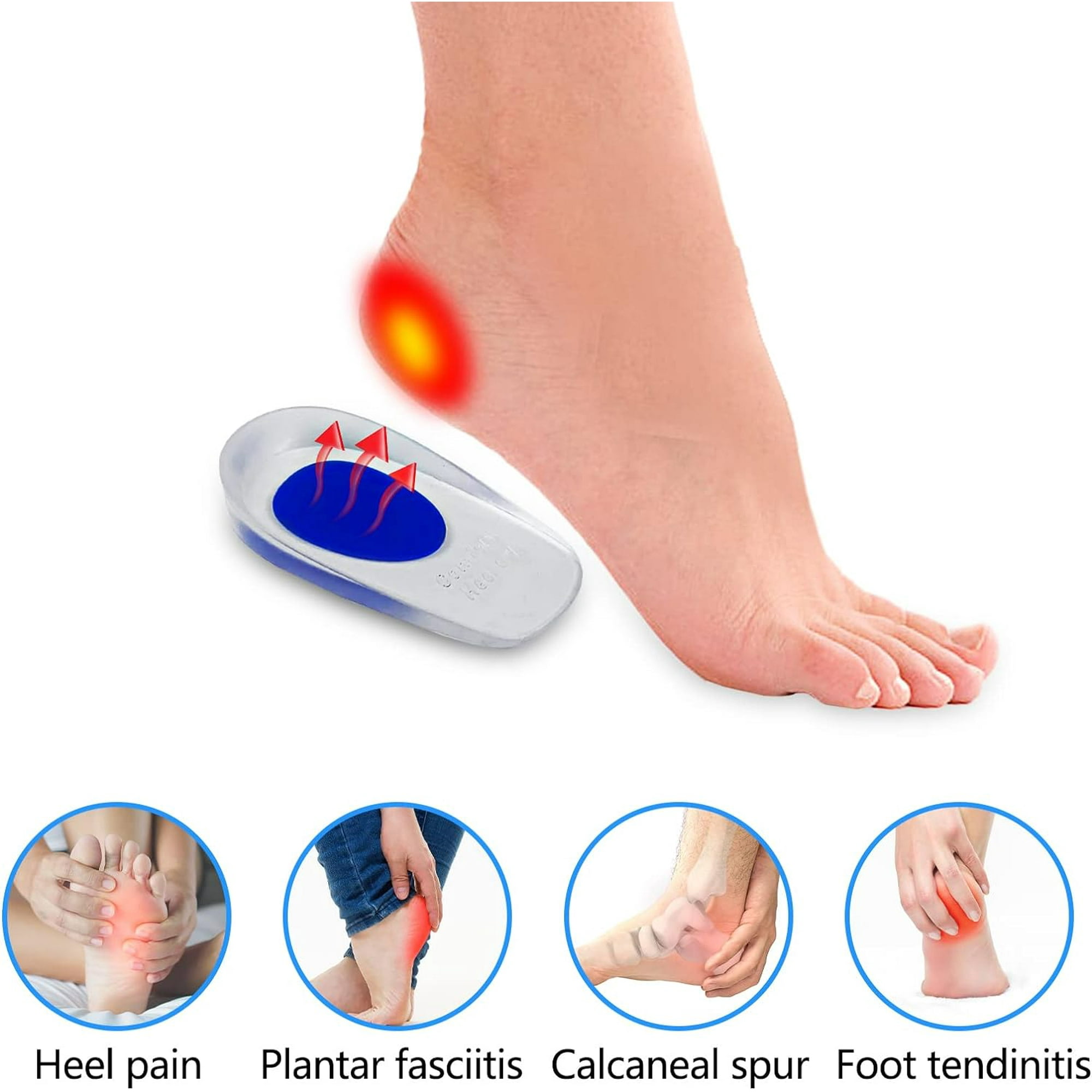S, Bleu)3 Paires Talonnettes en Gel, Epine Calcaneenne Silicone - Main Image