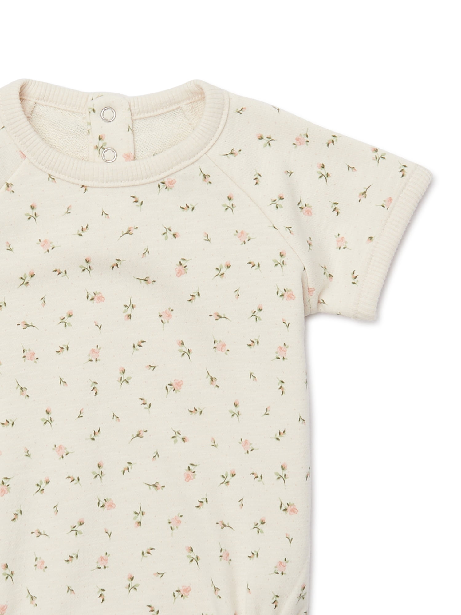 easy-peasy Baby Short Sleeve French Terry Print Bodysuit, Sizes 0-24 Months