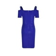 thumbnail image 5 of Teyfeniy Blue Summer Halter Dress for Women Casual Fashion V Neck Dress Going Out Short Sleeve Evening Cocktail Party Outfit Midi Dress, 5 of 8