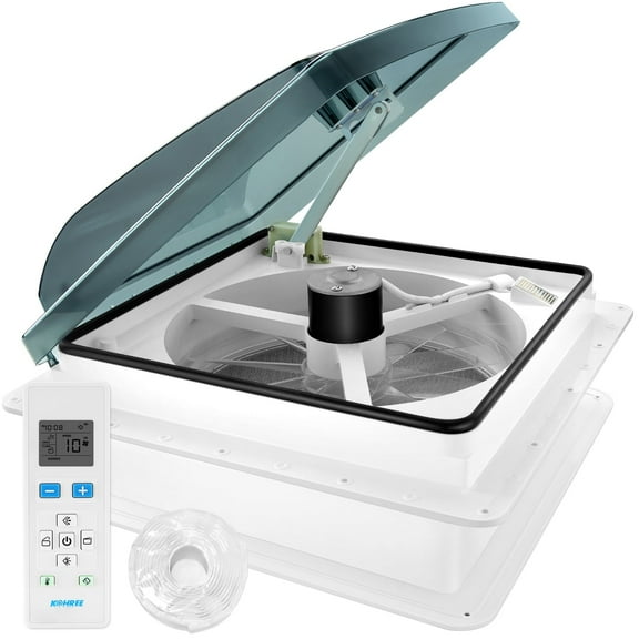 Kohree 14" RV Vent Fan,12V Super Quiet Fan-10 Speed Intake & Exhaust- with Remote Control & Sealing tape for Camper Trailer Bathroom,Light Blue