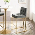 thumbnail image 2 of Modway Privy 30" Stainless Steel Performance Velvet Bar Stool in Gold/Charcoal, 2 of 8