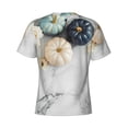 thumbnail image 6 of Qekee Pumpkin And White Marble Classic Fit T-Shirt Men's Shirt Men's Tight Short Sleeves for Exercise, Running, Mountaineering - Pumpkin And White Marble, 6 of 9
