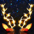 thumbnail image 1 of Jeairts-Pinzas para el cabello navideñas con luz, tocado con astas de reno brillantes, pasadores para el cabello, accesorios navideños para el cabello Led para mujer, 1 of 5