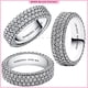 thumbnail image 3 of Anillo brillante para mujer, sortija con corazones brillantes,sortija de Triple fila, Pavé atemporal, círculo transparente, redondo,joyería fina de circonia cúbica transparente, regalo, 3 of 4