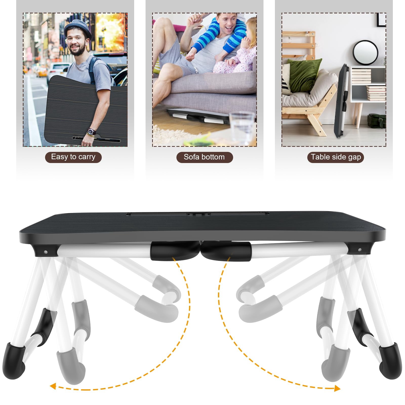 Laptop Bed Desk  Foldable Tray Table With Tablet Slot Lapdesk Stand For Portable Standing Couch Floor