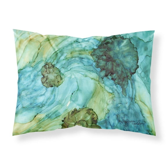 Abstract in Teal Flowers Fabric Standard Pillowcase