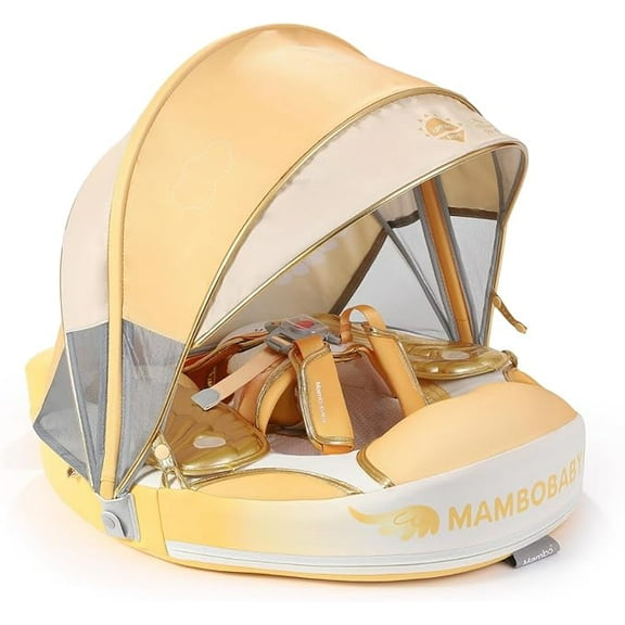 HECCEI Mambobaby Float with Canopy Non Inflatable Pool Swim Float, Angel Gold