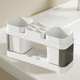 thumbnail image 4 of Toothbrush & Cup Holder with Drainage | Plastic Bathroom Countertop Organizer for Toothpaste & Toiletries | Compact Storage Rack for Sink, White or Beige, 4 of 6