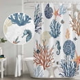thumbnail image 4 of Blue Coral Coastal Shower Curtain Set - Long 72" x 84" Washable Bathtub Curtain with 12 Hooks, Summer Beach Starfish Nautical Waterproof Fabric Stall Shower Curtains for Bathroom/Bathtub Décor, 4 of 6
