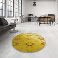 thumbnail image 3 of Ahgly Company Indoor Round Patterned Bright Gold Yellow Area Rugs, 8' Round, 3 of 6