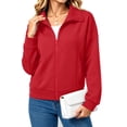 thumbnail image 3 of UVN Sweatshirts Jackets for Women Long Sleeve Lapel Zip Up Coats Ladies Trendy Fall Casual Outerwear Tops with Pockets, 3 of 9