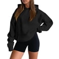 thumbnail image 2 of Vintage Solid Tone Oversized Hooded Pullover Sweatshirt Women Y2K Soft Fleece Long Sleeve Kangaroo Pocket Autumn Daily Tops, 2 of 8