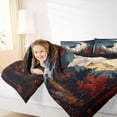 thumbnail image 3 of Feelyou Spooky Ghost Cat Full Size Bedding Sets, Boho Moon Rustic Cabin Full Size Bed in a Bag, Teal Blue, Black Reversible, 7-Piece, 3 of 7