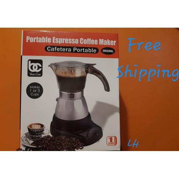 ELECTRIC CUBAN ESPRE COFFEE MAKER.CAFETERA ELÉCTRICA CUBANA.(1-3 tazas).(Silver)