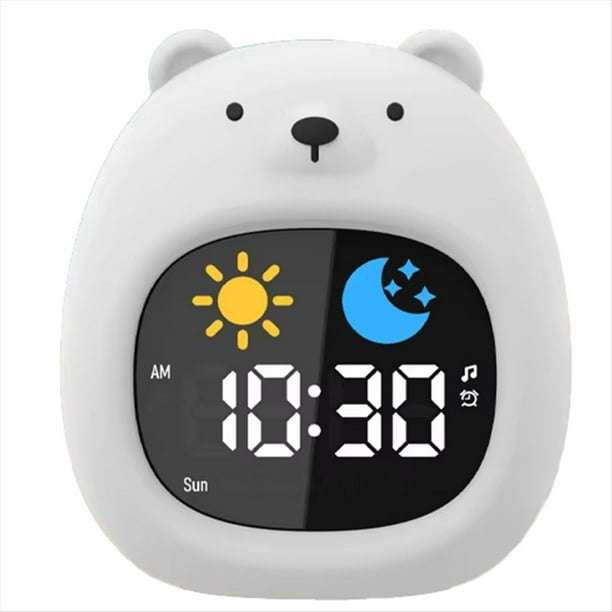 Reloj Despertador para Niños con Forma de Oso, Reloj de Entrenamiento para Dormir para Niños Pequeños, Luz de Noche Táctil para el Dormitorio de los Niños