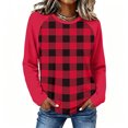 thumbnail image 2 of Womens Thermal Tops Plaid Raglan Sleeve Crewneck Casual Loose Long Sleeve Fall Tee Blouse, 2 of 5