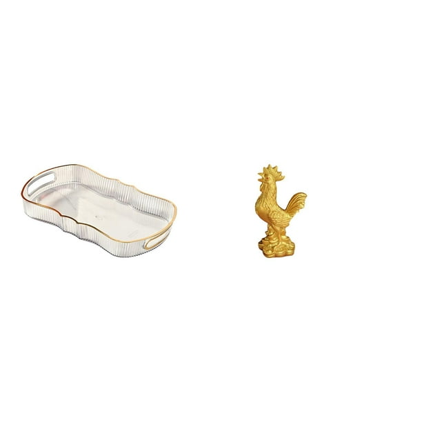 Bandeja de almacenamiento,Bandeja rectangular para servir,ideal para frutas y postres.,Bandeja decorativa multifuncional para el hogar,Escultura de pollo,Escultura de gallina,decoración para