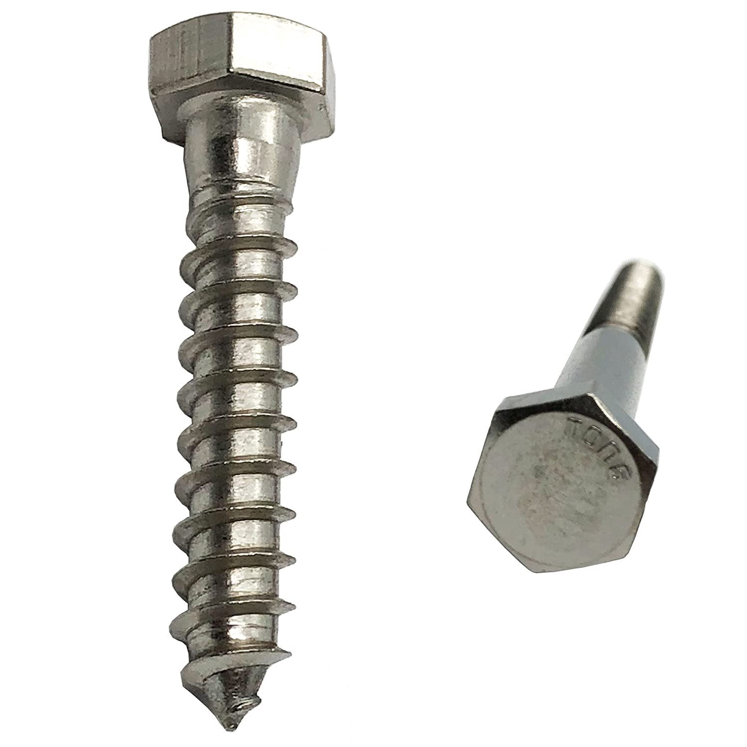 EP Hex Lag Screws, Stainless Steel, 3/8" x 3", 50 Pack