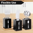 thumbnail image 3 of Tzdxfgl Wood Utensil Holder for Kitchen Counter, 3 Compartments Silverware Organizer Caddy, Black, 3 of 11