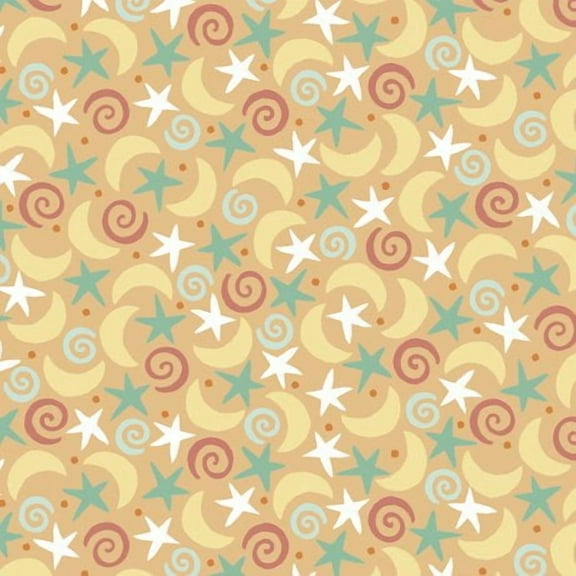 Quilting Treasures Cute & Cuddly Moon and Stars Orange 29003 -O 100% Cotton Fabric sold by the yard