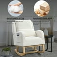 thumbnail image 4 of CQSXDA High Backrest Lounge Rocking Chair In Modern Design With Two Side Pockets For Storage, Ivory, 4 of 17