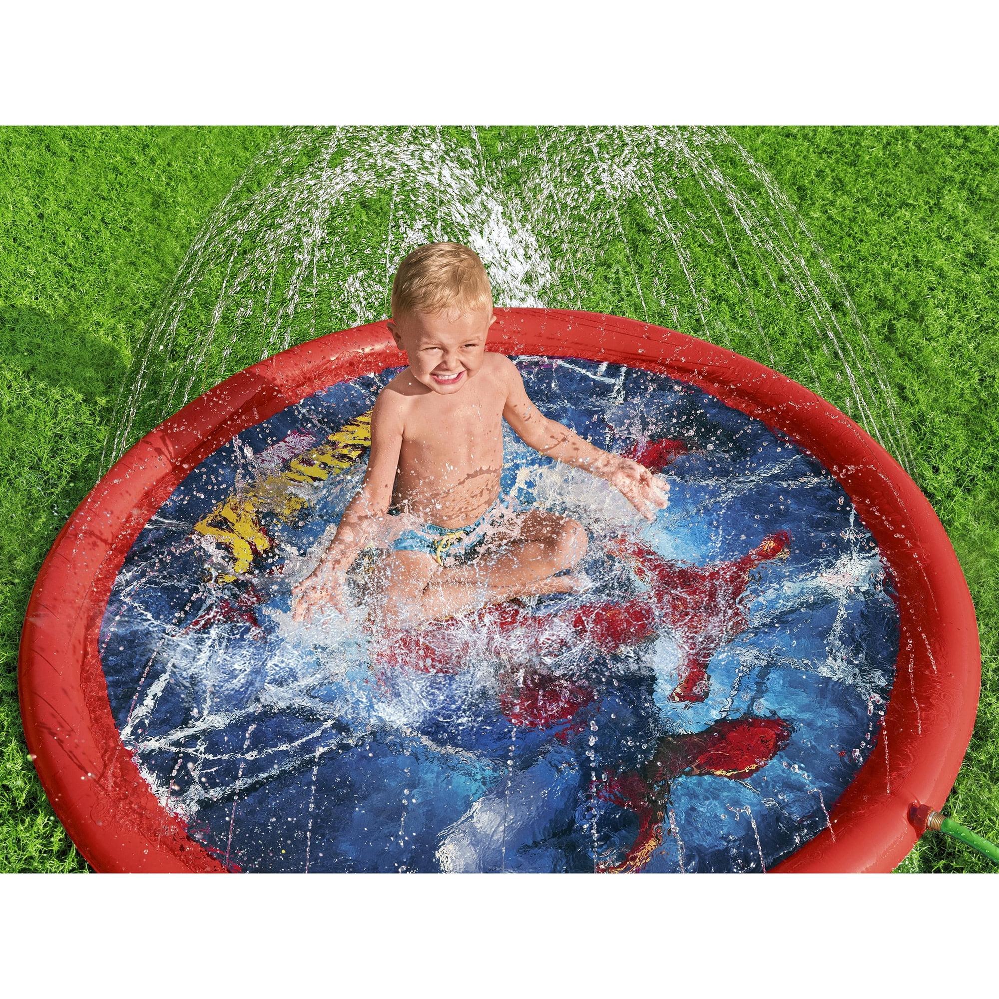 Bestway: Marvel: Splash Pad - Spider-Man - 65 inch Inflatable Sprinkler & Water Play Zone, Superhero Character, Outdoor Backyard Toy, Toddlers-Kids 2+