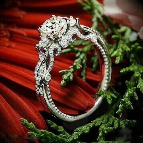 2.30Ct Round Cut Lab-Created Diamond Women's Engagement Ring 14K White Gold Plated