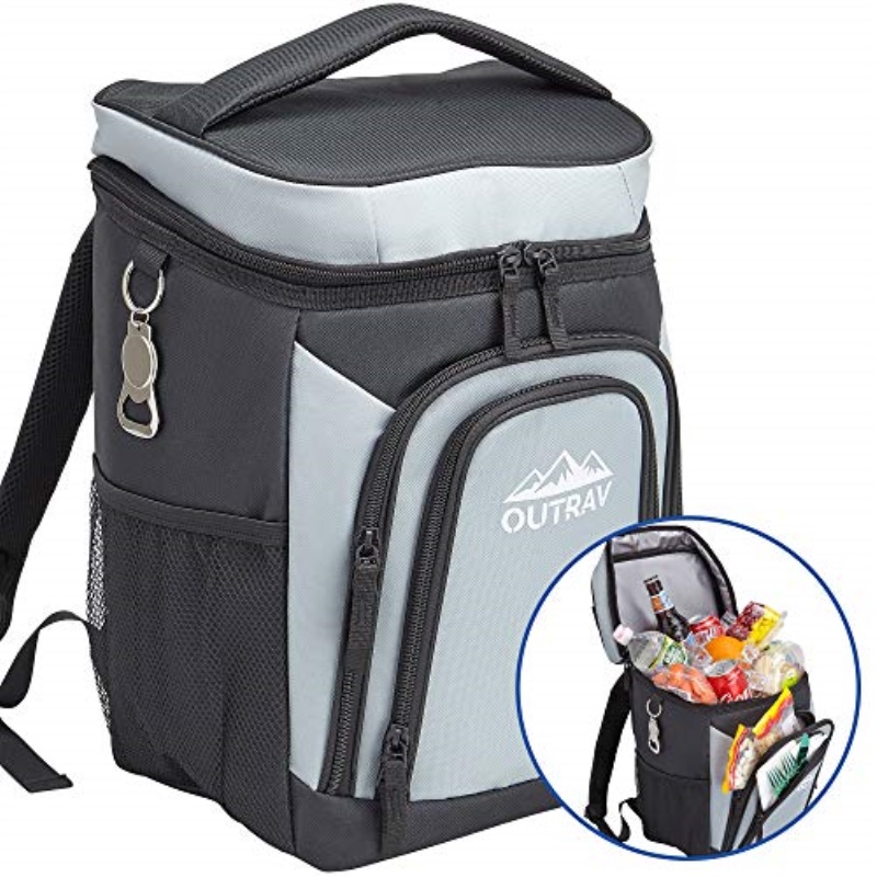 Outrav Grey Backpack Cooler Bag with Bottle Opener Fully Insulated