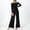 Black, variant on Jumpsuits for Women Dressy 2026 Fashion Off Shoulder Lace Trim Wide Leg Long Sleeve Pants Rompers Summer Casual Stretchy Comfy Overalls