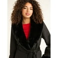 thumbnail image 2 of Sofia Jeans Women's and Women's Plus Faux Fur Trim Coat, Sizes XS-5X, 2 of 5