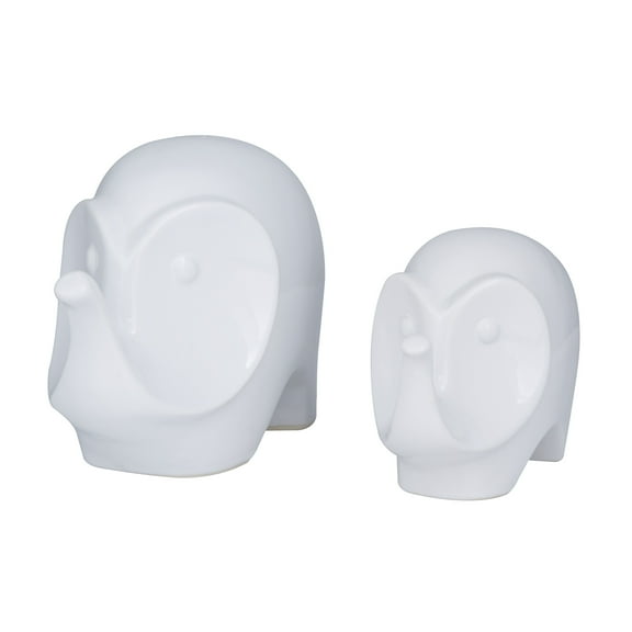 DecMode 8"W, 7"H Stoneware Contemporary Sculpture, White, 2-Piece
