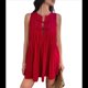 thumbnail image 3 of Vestido Mini de Verano para Mujer, Sin Mangas, Plisado, Informal, Holgado, Estilo Babydoll, Color Rojo, Talla M, 3 of 10