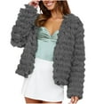 thumbnail image 2 of XPMWRP Women's Faux Fur Open Front Coats Oversized Loose Solid Color Jackets Trendy Casual Winter Warm Outerwear Gray S, 2 of 6