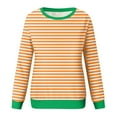 thumbnail image 4 of CLOISE Womens Sweatshirt Striped Color Block Oversized Sweatshirts Crewneck Long Sleeve Hoodies Shirts Green Basic Blouses Fall Fashion Y2k Clothes 2XL, 4 of 5