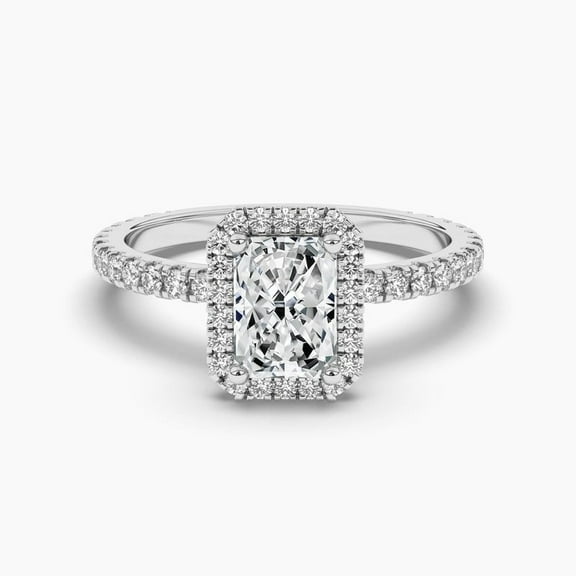 SOLITAIRE JEWELS 10k White Gold 1TCW Radiant Cut Halo Diamond Engagement Ring