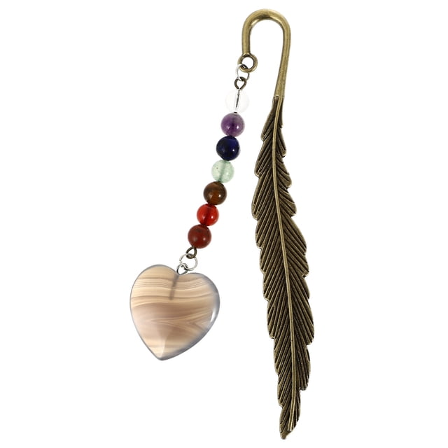 Weiweiguan Natural Stone Bookmark Decorative Metal Page-marker Plume Shape Book Marker