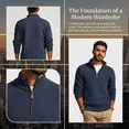 thumbnail image 5 of Olaglory Mens Quarter Zip Pullover Sweaters Casual Slim Fit Long Sleeve Knit Texture Mock Neck Sweaters, Apricot, 5 of 9