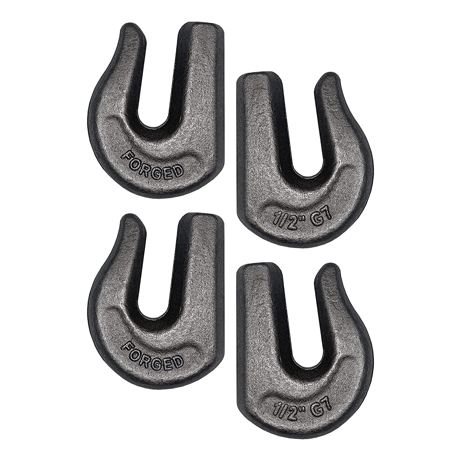 4 Pack Heavy Duty 1/2" Weld On Grab Hook, Grade 70 Clevis Chain Hook