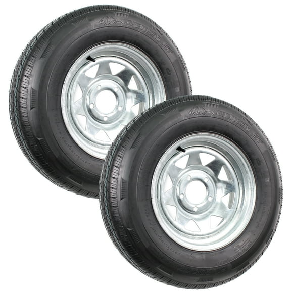 eCustomrim 2-Pack Radial Trailer Tire On Rim ST205/75R14 Load D 14" 5 Lug Wheel Galvanized