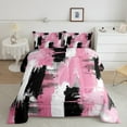 thumbnail image 2 of Castle Fairy Oil Painting 3-Piece Full Size Comforter Sets,Black Pink Bedding Comforter Set,Abstract Artwork Lightweight Bedding Sets,Luxury Teenagers Bedroom Decor,Reversible, 2 of 8