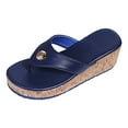 thumbnail image 6 of Dakaela Womens Cork Platform Sandals Arch Support Wedge Flip Flops Summer Beach Thong Walking Shoes, 6 of 7